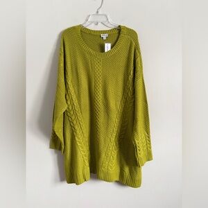 NWT Avenue Dressbarn Women’s Oversized Cable Knit Sweater 22/24 Chartreuse